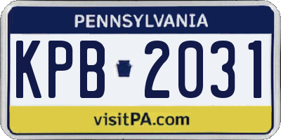 PA license plate KPB2031