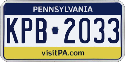 PA license plate KPB2033