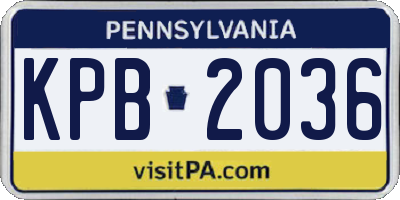 PA license plate KPB2036
