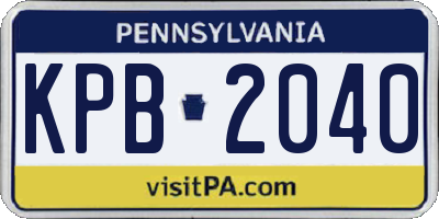 PA license plate KPB2040