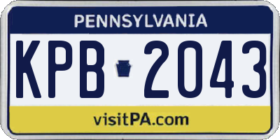 PA license plate KPB2043