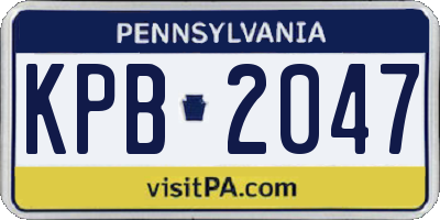 PA license plate KPB2047