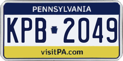 PA license plate KPB2049