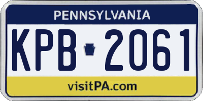 PA license plate KPB2061