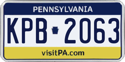 PA license plate KPB2063