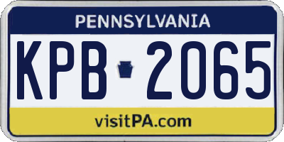 PA license plate KPB2065