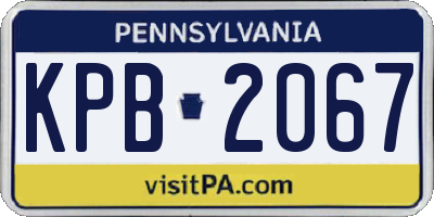 PA license plate KPB2067