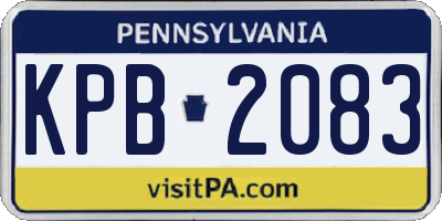 PA license plate KPB2083