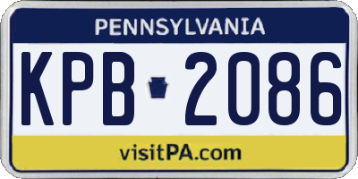 PA license plate KPB2086