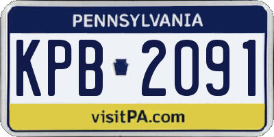 PA license plate KPB2091