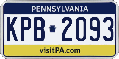 PA license plate KPB2093