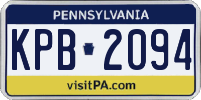 PA license plate KPB2094