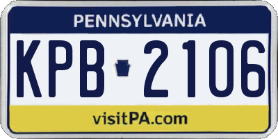 PA license plate KPB2106