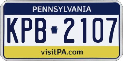 PA license plate KPB2107