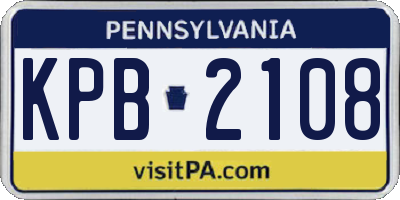 PA license plate KPB2108