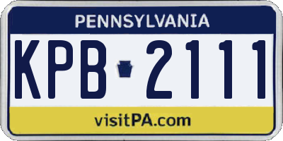 PA license plate KPB2111