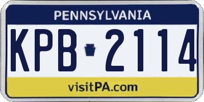PA license plate KPB2114