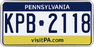 PA license plate KPB2118