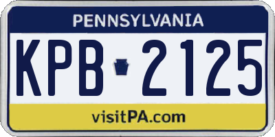 PA license plate KPB2125