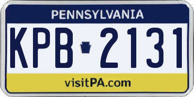 PA license plate KPB2131