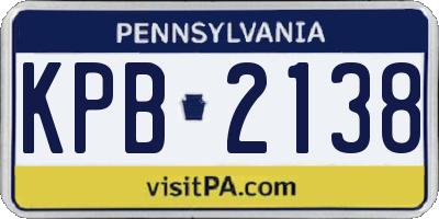 PA license plate KPB2138