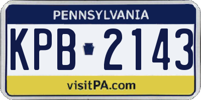 PA license plate KPB2143