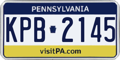 PA license plate KPB2145