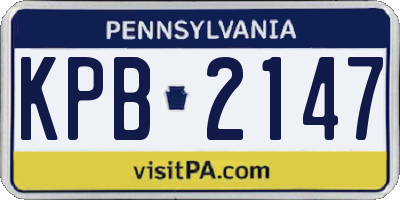PA license plate KPB2147