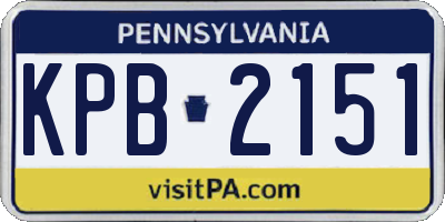 PA license plate KPB2151