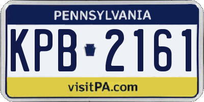 PA license plate KPB2161