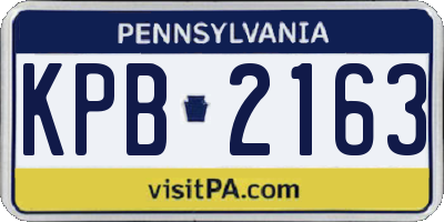 PA license plate KPB2163
