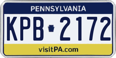 PA license plate KPB2172