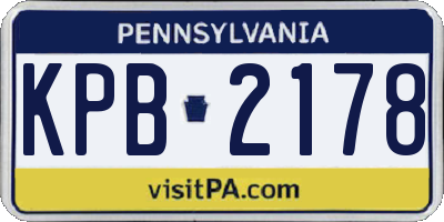PA license plate KPB2178