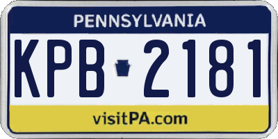 PA license plate KPB2181