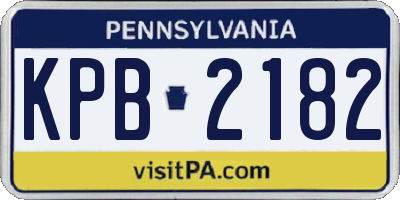 PA license plate KPB2182