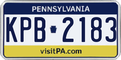 PA license plate KPB2183