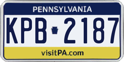 PA license plate KPB2187