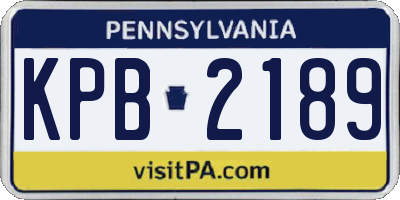 PA license plate KPB2189