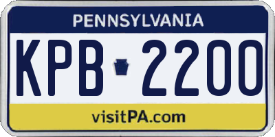 PA license plate KPB2200