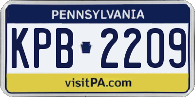 PA license plate KPB2209