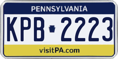 PA license plate KPB2223