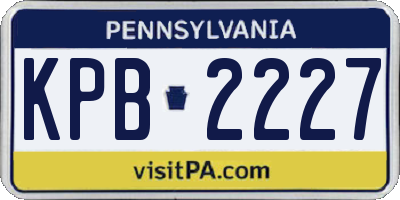 PA license plate KPB2227