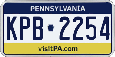 PA license plate KPB2254
