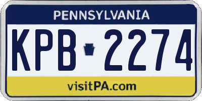 PA license plate KPB2274