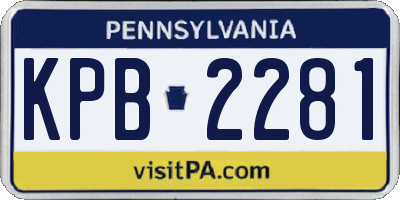 PA license plate KPB2281