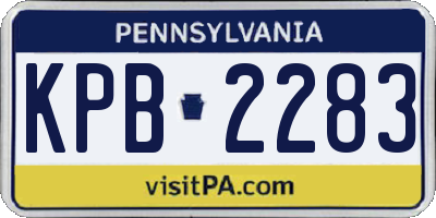 PA license plate KPB2283