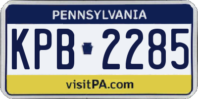 PA license plate KPB2285