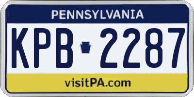 PA license plate KPB2287