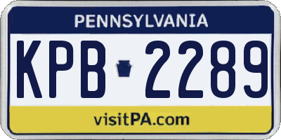 PA license plate KPB2289