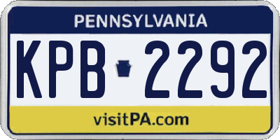 PA license plate KPB2292